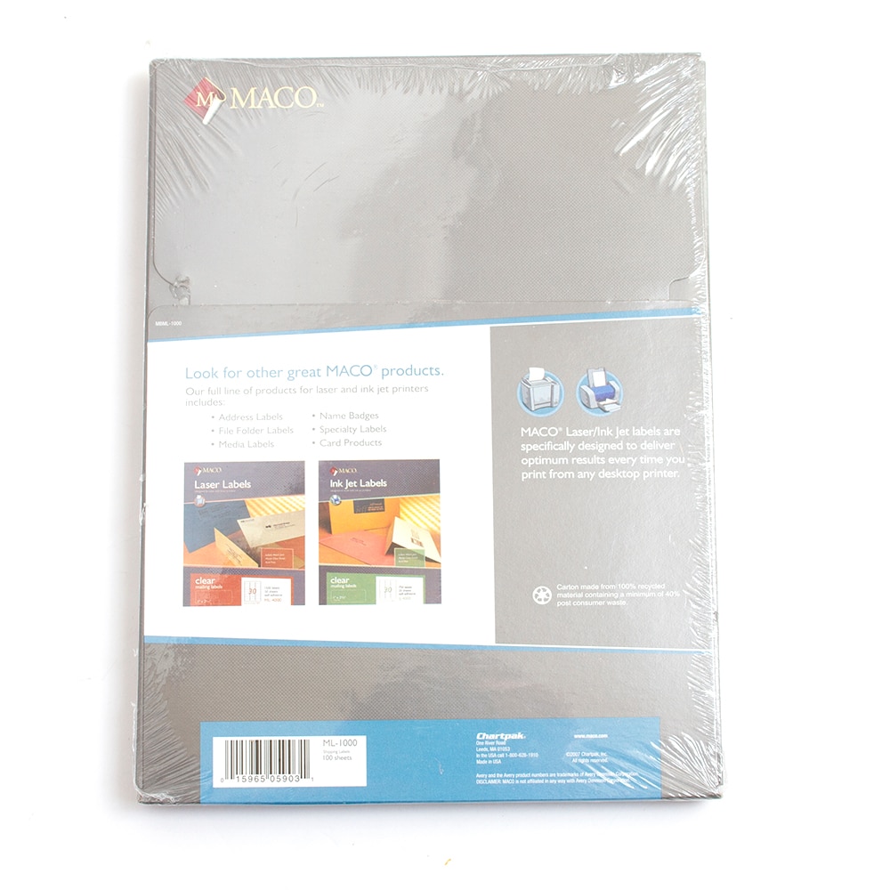 Label, Art & School, 2"x4", Maco, Laser/Inkjet, Multi-purpose, 1000 count, 71944
